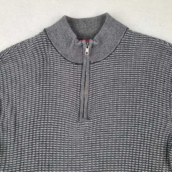 English Laundry Sweater Men's Large Gray Black Pullover 1/4 Zip Long Sleeve - Picture 2 of 12